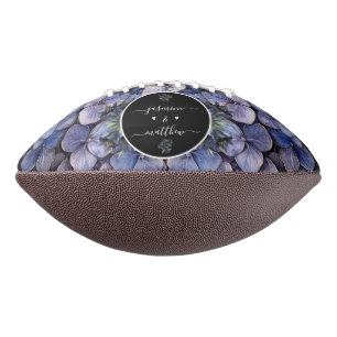 Moody Black Floral Classic Couple Names Wedding Football
