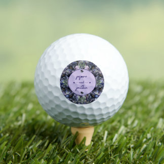 Moody Black Floral Classic Couple Names Wedding Golf Balls