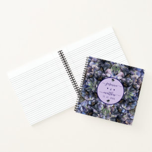 Moody Black Floral Classic Couple Names Wedding Notebook