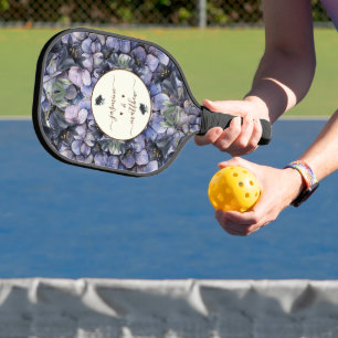 Moody Black Floral Classic Couple Names Wedding Pickleball Paddle