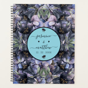 Moody Black Floral Classic Couple Names Wedding Planner