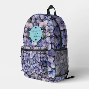 Moody Black Floral Classic Couple Names Wedding Printed Backpack