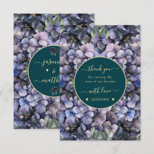 Moody Black Floral Classic Husband Mother Wedding Thank You Card