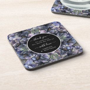 Moody Black Floral Classic Thank You Chic Wedding Coaster