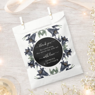 Moody Black Floral Classic Thank You Chic Wedding Favour Bag