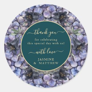 Moody Black Floral Classic Thank You Chic Wedding Round Sticker