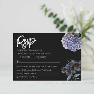 Moody Black Floral Classic Typography Wedding Rsvp Card
