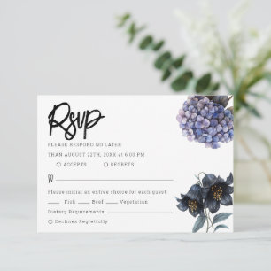 Moody Black Floral Classic Typography Wedding Rsvp Card