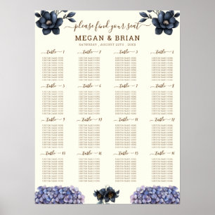 Moody Black Floral Classic Wedding Seating Chart