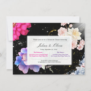 Moody Black Floral Rehearsal Dinner Invitation