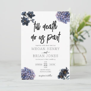 Moody Black Floral Till Death Do Us Part Wedding Invitation