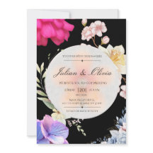 Moody Black Floral Wedding Invitation Suite