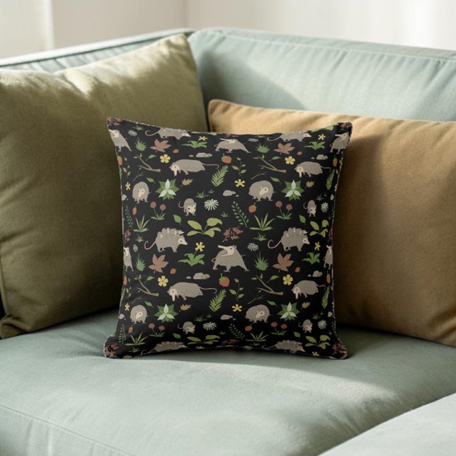 Moody Black Opossum Dark Cottagecore Cushion (Creator Uploaded)