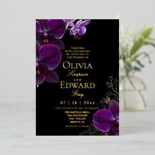 Moody Black Purple Tropical Bloom Orchid Wedding