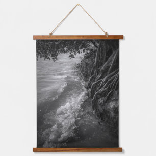 Moody Black White Coastal Storm Hanging Tapestry