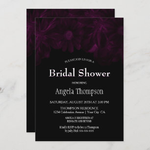 Moody Black with Pink Floral Bridal Shower Invitation