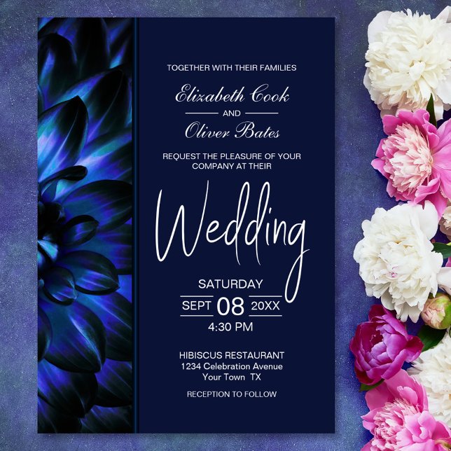 Moody Blue Floral Wedding Invitation (Creator Uploaded)