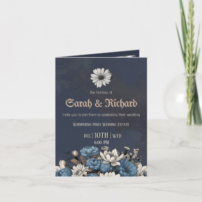 Moody Blue Folded Photo Invite (Front)