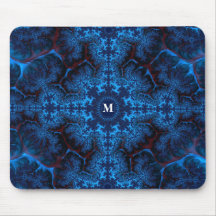 Moody Blue Fractal Filigree with Your Monogram 