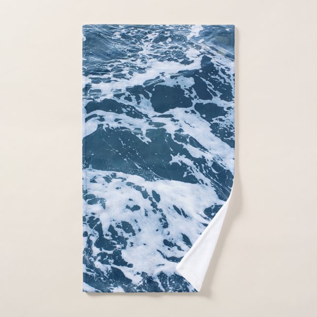 Moody Blue Ocean Waves Bath Towel Set (Hand Towel)
