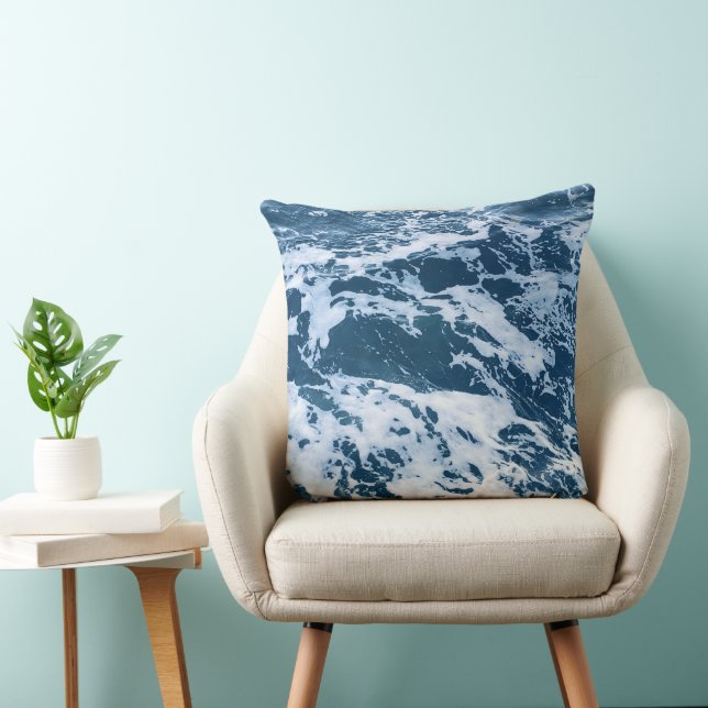 Moody Blue Ocean Waves Cushion (Chair)