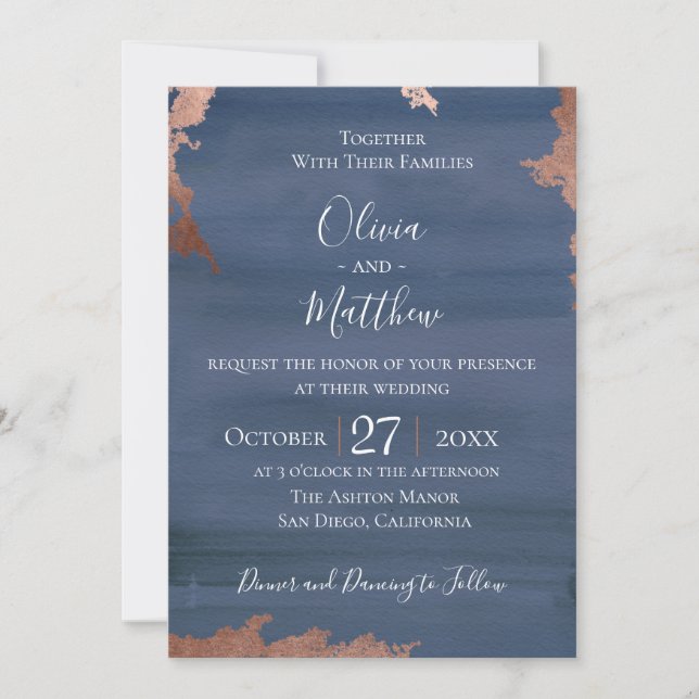 Moody Blue Wedding Invitation (Front)