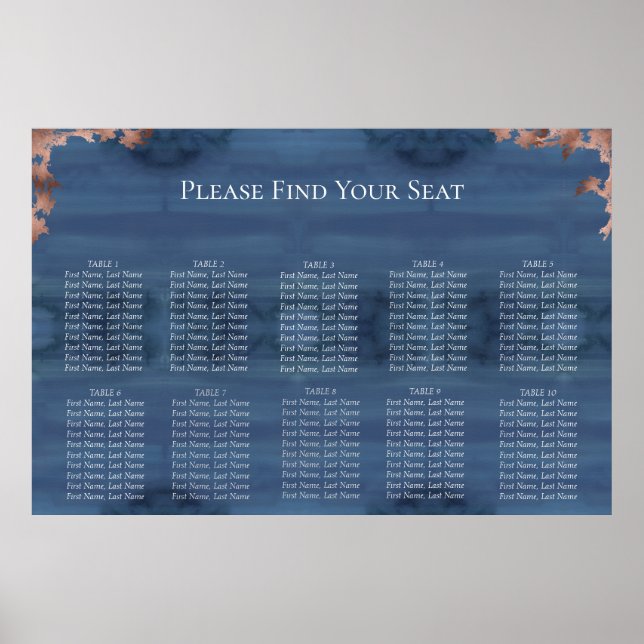 Moody Blue Wedding Seating Chart (Front)