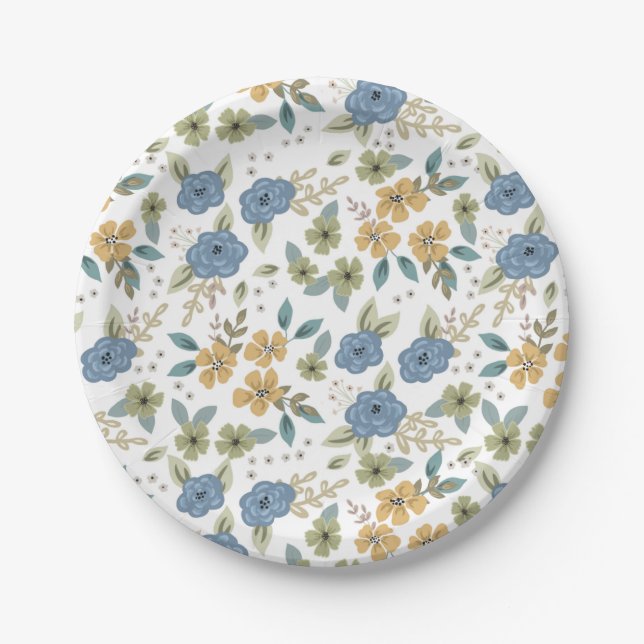 Moody Blues Floral Party Plate (Front)