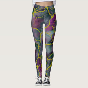 Moody Blues Marble and Gold Veins Leggings