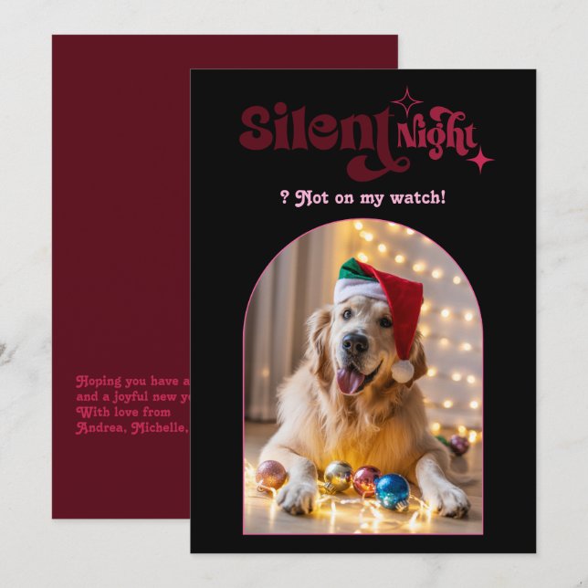 Moody Board Funny Retro Pet Dog Christmas Photo Holiday Card (Front/Back)