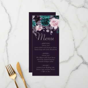 Moody Boho Dark Eggplant Purple and Teal Garland Menu