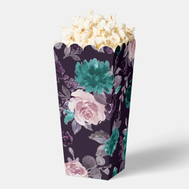 Moody Boho | Dark Eggplant Purple and Teal Pattern Favour Box (Popped)