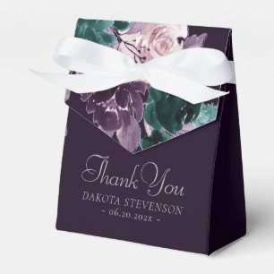 Moody Boho   Dark Eggplant Purple Teal Thank You Favour Box