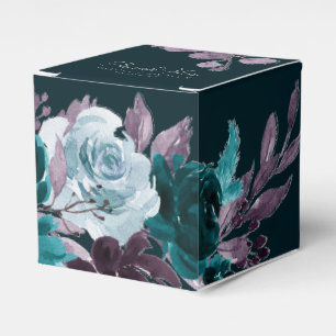 Moody Boho   Deep Teal and Eggplant Purple Bouquet Favour Box