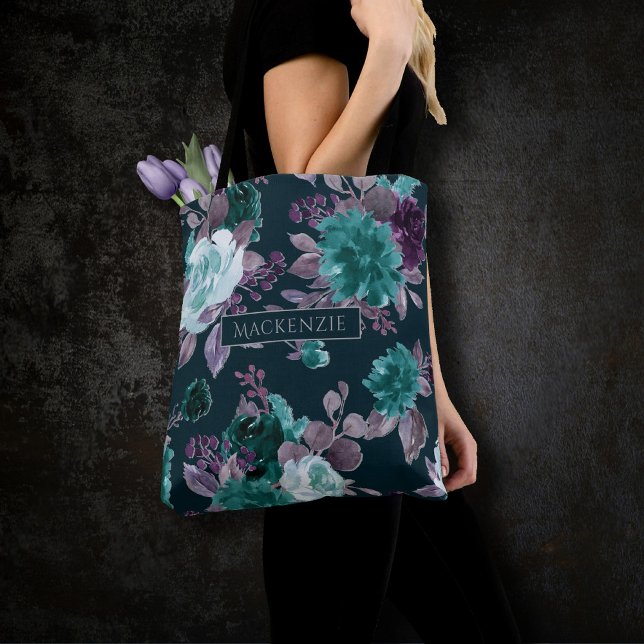 Moody Boho | Deep Teal and Eggplant Purple Pattern Tote Bag (Creator Uploaded)