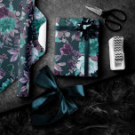 Moody Boho | Deep Teal and Eggplant Purple Pattern Wrapping Paper<br><div class="desc">Dark and moody gothic-inspired hand-painted floral theme featuring deep jewel tone watercolor flowers embellished by botanical laurel accents. From the "Boho Bloom" collection, this gorgeous layout features rich Bohemian wildflowers with radiant blooms and eucalyptus greenery foliage. For other colours or matching products, please visit the JustFharryn Zazzle store. All rights...</div>