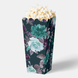 Moody Boho   Deep Teal and Purple Floral Pattern Favour Box
