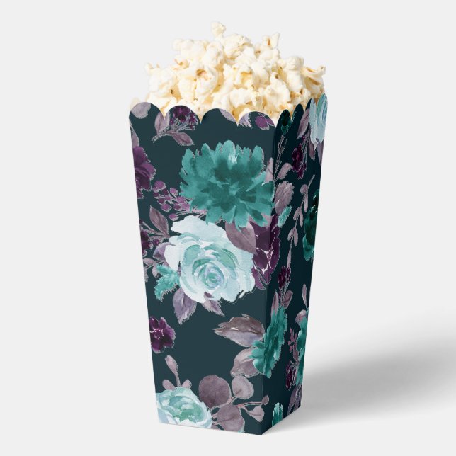 Moody Boho | Deep Teal and Purple Floral Pattern Favour Box (Popped)