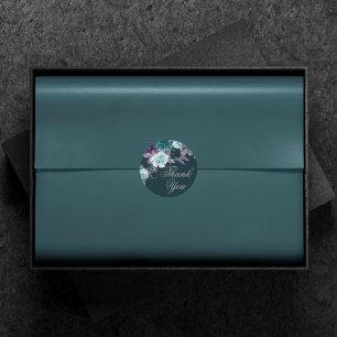 Moody Boho Deep Teal and Purple Save the Date Classic Round Sticker