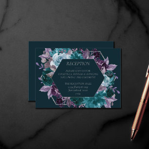 Moody Boho Deep Teal Turquoise Purple Reception Enclosure Card