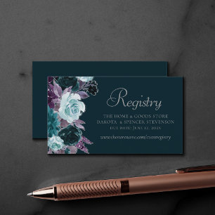 Moody Boho Deep Teal Turquoise Purple Registry Enclosure Card