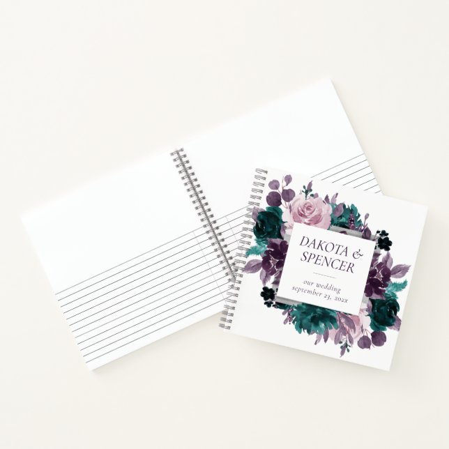 Moody Boho | Eggplant and Teal Photo Guest Book (Inside)