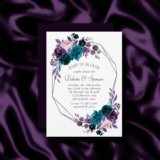 Moody Boho | Eggplant Bouquet Frame Baby Shower Invitation (Creator Uploaded)