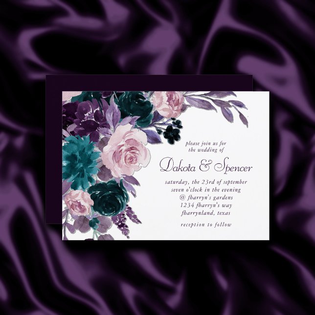 Moody Boho | Eggplant Plum Purple Floral Bouquet Invitation (Creator Uploaded)