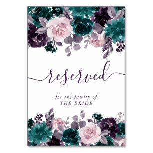 Moody Boho Eggplant Plum Purple Floral Reserved Table Number