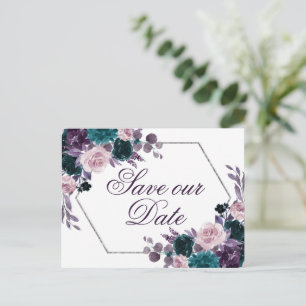 Moody Boho Eggplant Plum Purple Mauve Bouquet Postcard