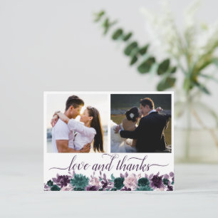 Moody Boho   Eggplant Purple 2 Photo Thank You Postcard