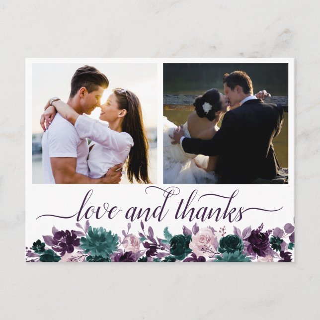 Moody Boho | Eggplant Purple 2 Photo Thank You Postcard (Front)