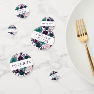 Moody Boho Eggplant Purple and Teal Custom Confetti