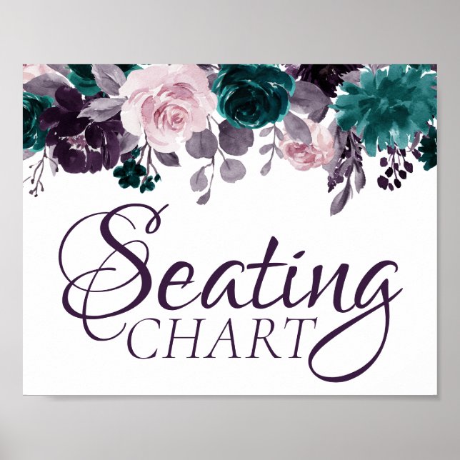 Moody Boho | Eggplant Purple and Teal Seating Poster (Front)
